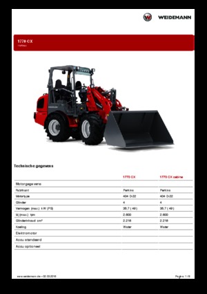 Mini cargador frontal Weidemann 1770 CX