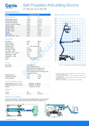 Plataformas articuladas de ruedas Genie Z-45 DC