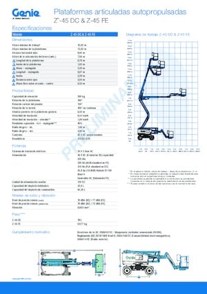 Plataformas articuladas de ruedas Genie Z-45 DC