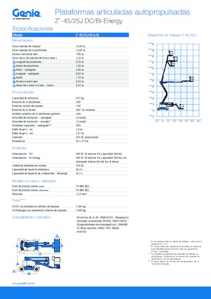 Plataformas articuladas de ruedas Genie Z-45/25J Bi-Energy