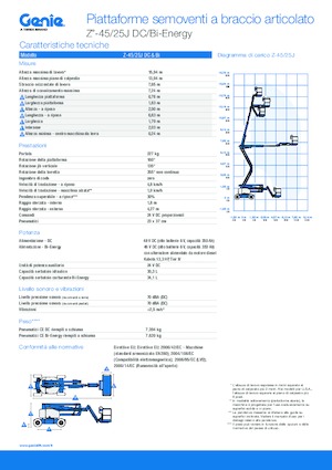 Plataformas articuladas de ruedas Genie Z-45/25J Bi-Energy