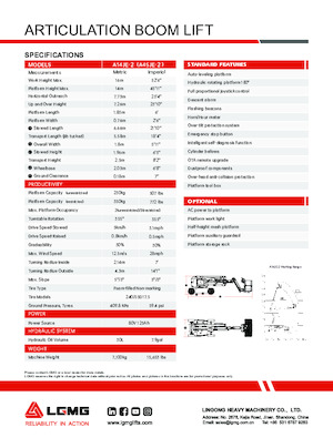 Plataformas articuladas de ruedas LGMG  A14JE-2