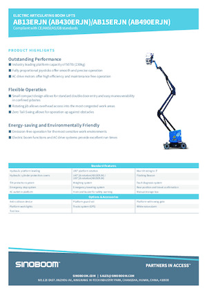 Plataformas articuladas de ruedas Sinoboom AB15ERJN