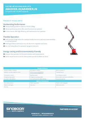 Plataformas articuladas de ruedas Sinoboom AB490ERJN