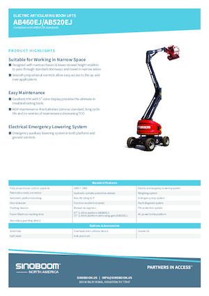Plataformas articuladas de ruedas Sinoboom AB460EJ