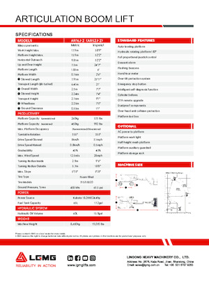 Plataformas articuladas de ruedas LGMG  AR16J-2