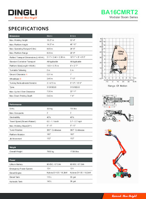 Plataformas articuladas de ruedas Dingli BA16CMRT2