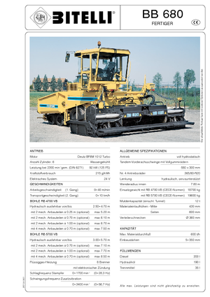 Extendedoras asfálticas  de ruedas Bitelli BB 680 RB 5700 VB