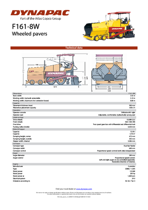 Extendedoras asfálticas  de ruedas Dynapac F 161-8 W