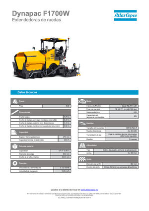 Extendedoras asfálticas  de ruedas Dynapac F 1700 W