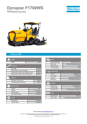 Extendedoras asfálticas  de ruedas Dynapac F 1700 WS