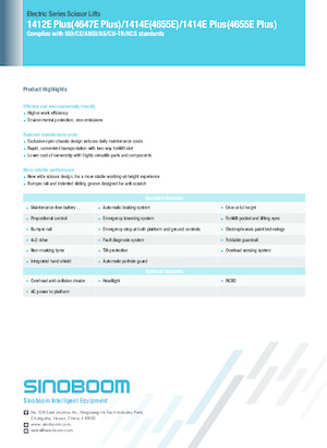 Plataformas de tijeras de ruedas Sinoboom 1412E Plus 