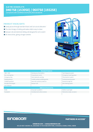 Plataformas de tijeras de ruedas Sinoboom 1530SE