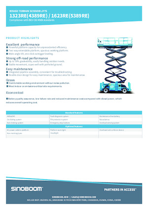 Plataformas de tijeras de ruedas Sinoboom 1623RE 