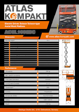 Plataformas de tijeras de ruedas Atlas Kompakt ACSL 1008 DC