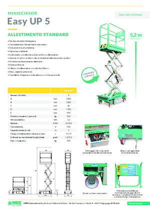 Plataformas de tijeras de ruedas Imer Easy UP 5