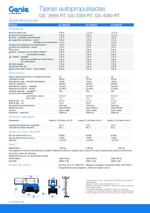 Plataformas de tijeras de ruedas Genie GS-3369 RT