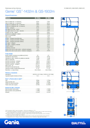 Plataformas de tijeras de ruedas Genie GS-1432m E-Drive