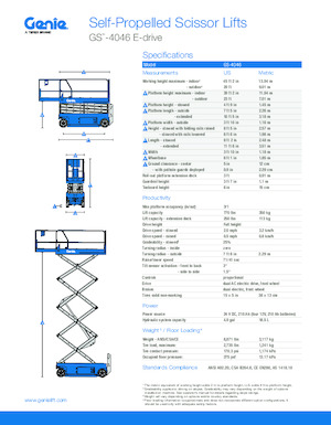 Plataformas de tijeras de ruedas Genie GS-4046