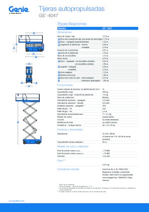 Plataformas de tijeras de ruedas Genie GS-4047