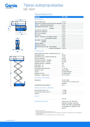 Plataformas de tijeras de ruedas Genie GS-4047