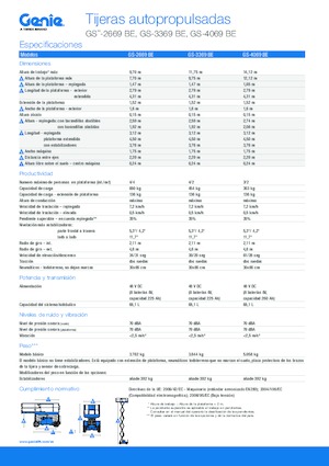 Plataformas de tijeras de ruedas Genie GS-3369 BE