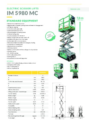 Plataformas de tijeras de ruedas Imer IM 5980 MC