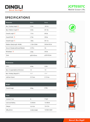 Plataformas de tijeras de ruedas Dingli JCPT0507C