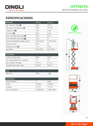 Plataformas de tijeras de ruedas Dingli JCPT0607A