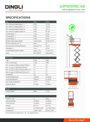 Plataformas de tijeras de ruedas Dingli JCPT0707DC-XD