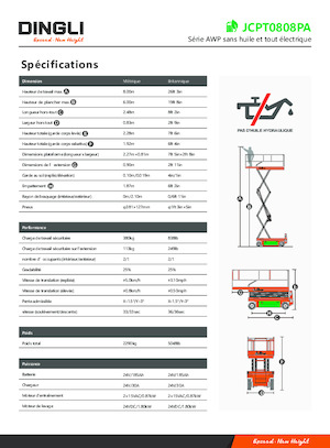Plataformas de tijeras de ruedas Dingli JCPT0808PA