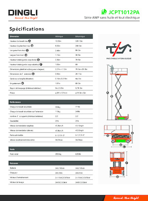 Plataformas de tijeras de ruedas Dingli JCPT1012PA