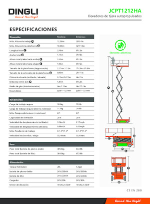 Plataformas de tijeras de ruedas Dingli JCPT1212HA