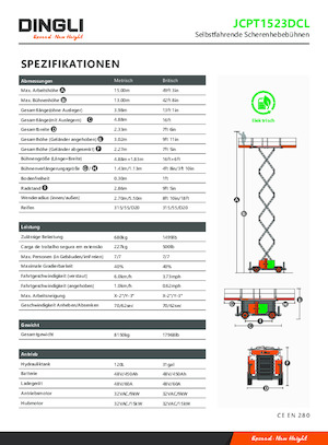 Plataformas de tijeras de ruedas Dingli JCPT1523DCL