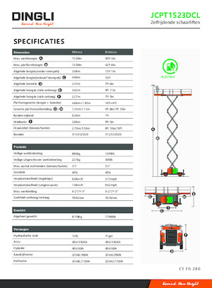 Plataformas de tijeras de ruedas Dingli JCPT1523DCL