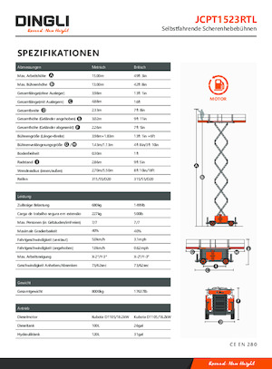 Plataformas de tijeras de ruedas Dingli JCPT1523RTL