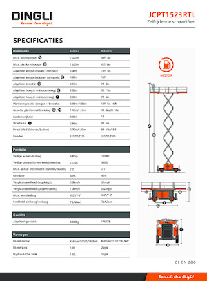 Plataformas de tijeras de ruedas Dingli JCPT1523RTL