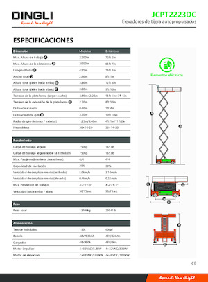 Plataformas de tijeras de ruedas Dingli JCPT2223DC