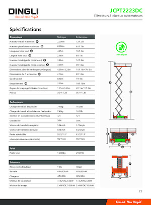 Plataformas de tijeras de ruedas Dingli JCPT2223DC