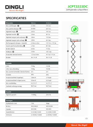 Plataformas de tijeras de ruedas Dingli JCPT2223DC