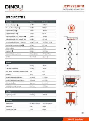 Plataformas de tijeras de ruedas Dingli JCPT2223RTB