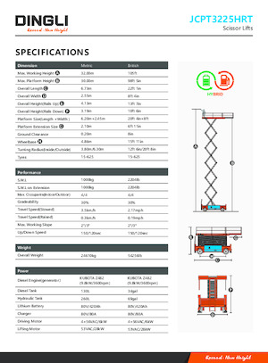 Plataformas de tijeras de ruedas Dingli JCPT3225HRT