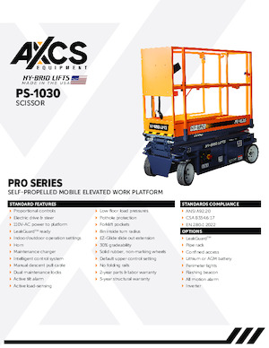 Plataformas de tijeras de ruedas AXCS PS-1030 