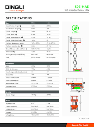 Plataformas de tijeras de ruedas Dingli S06-HAE