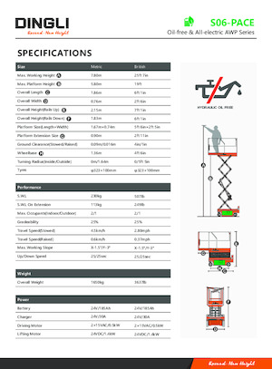 Plataformas de tijeras de ruedas Dingli S06-PACE