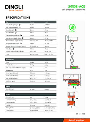 Plataformas de tijeras de ruedas Dingli S0808-ACE