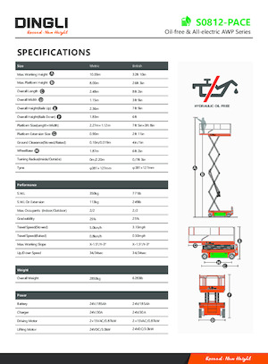 Plataformas de tijeras de ruedas Dingli S0812-PACE
