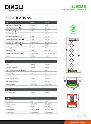 Plataformas de tijeras de ruedas Dingli SL3025-E