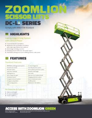 Plataformas de tijeras de ruedas Zoomlion ZS3246DC-Li