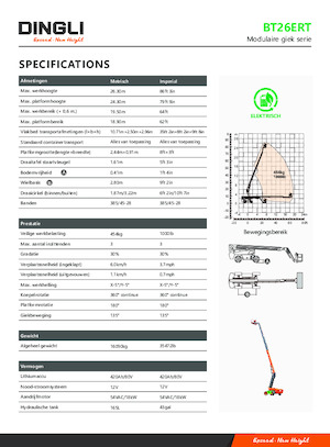 Plataformas telescópicas de ruedas Dingli BT26ERT